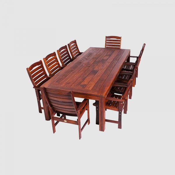 11 Piece Rectangle Wideboard Dining set in Solid Merbau